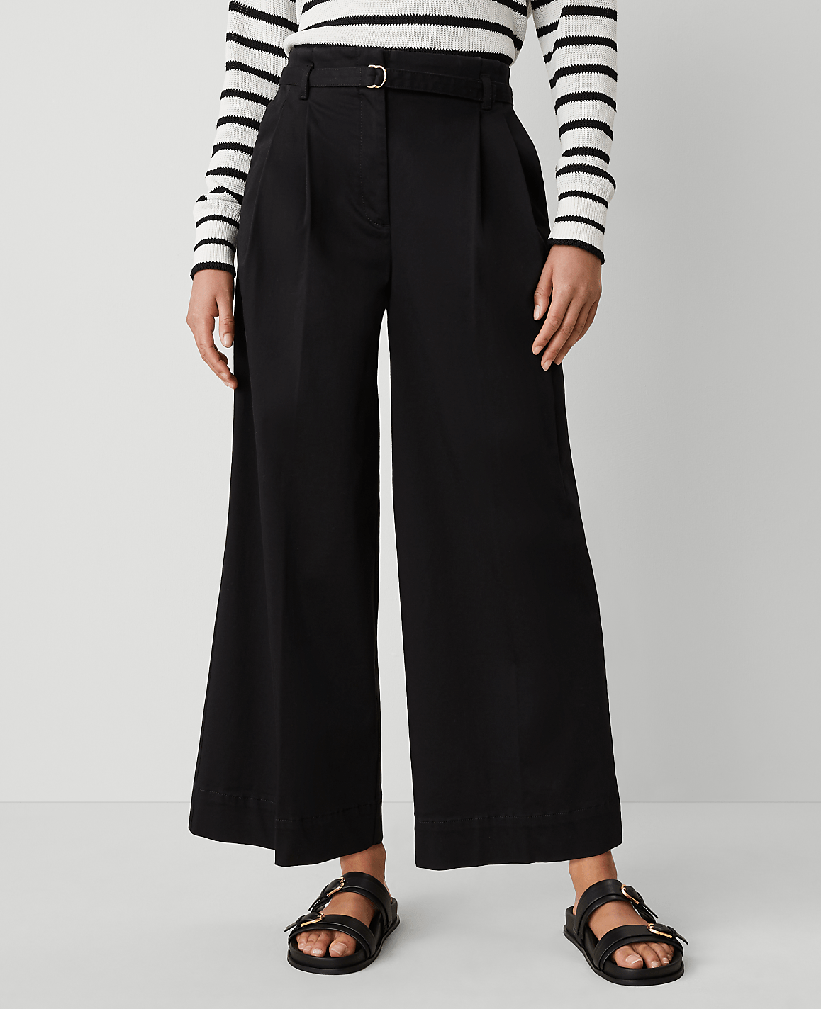 Petite Weekend Collection Belted Wide-Leg Ankle Pant