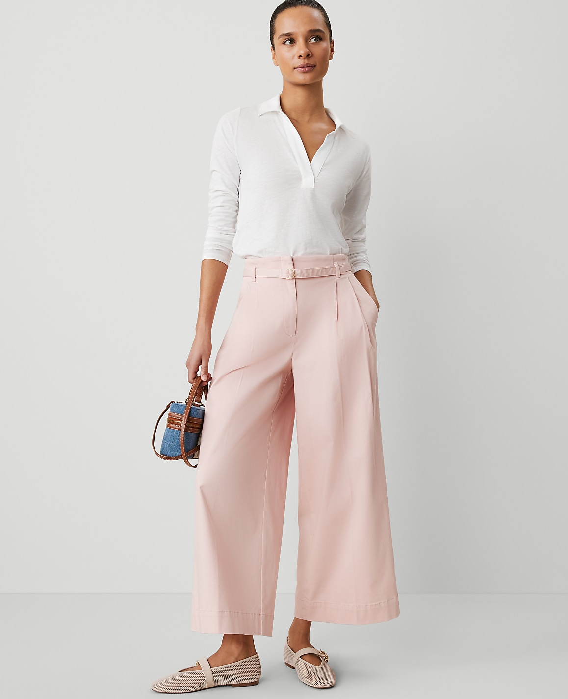 Weekend Collection Belted Wide-Leg Ankle Pant