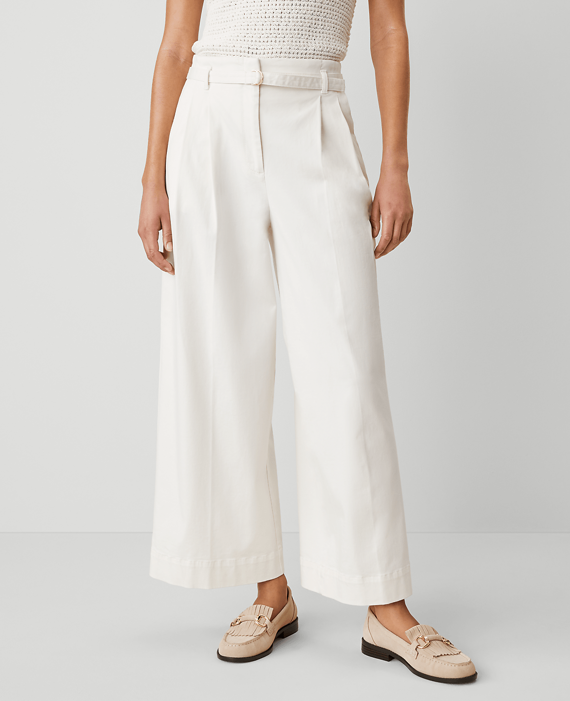 Weekend Collection Belted Wide-Leg Ankle Pant