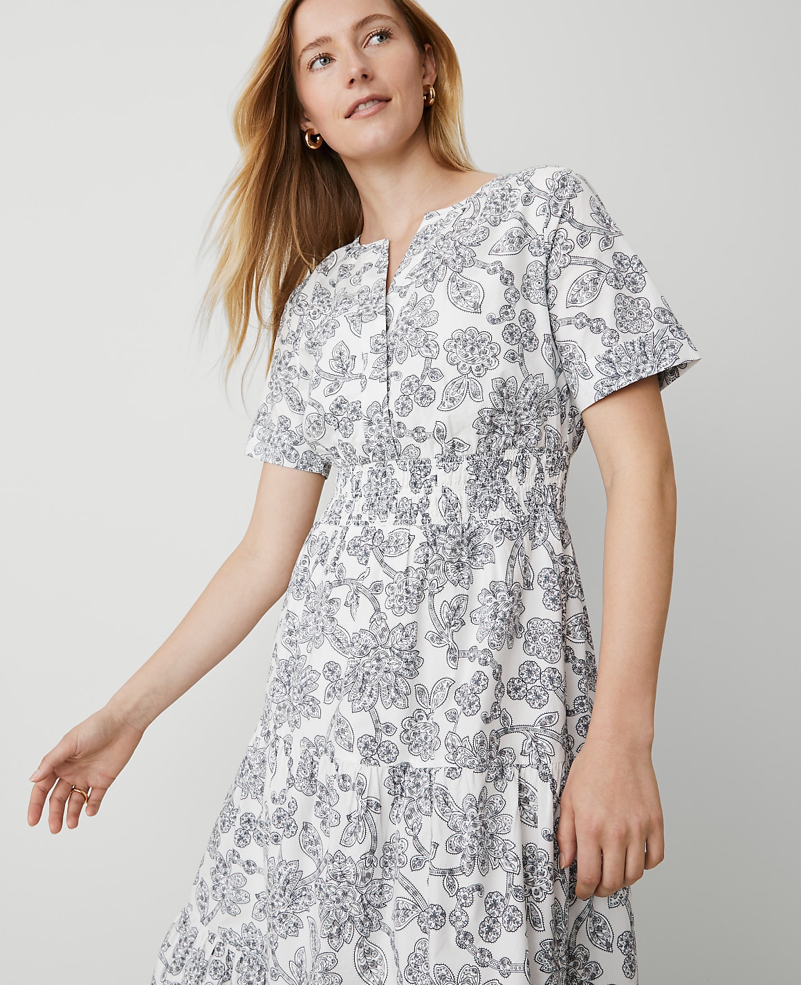 Petite Weekend Collection Paisley Split Neck Maxi Dress