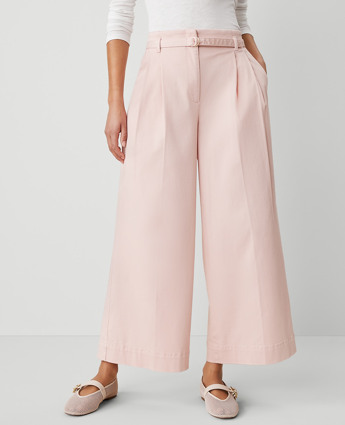 Weekend Collection Belted Wide-Leg Ankle Pant