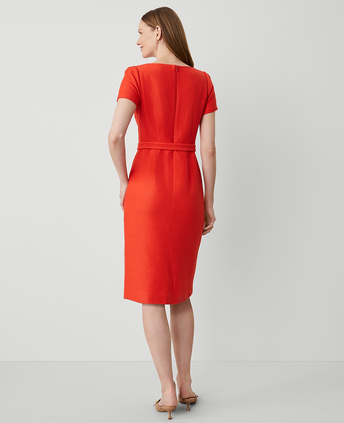 Petite Tweed Short Sleeve Sheath Dress