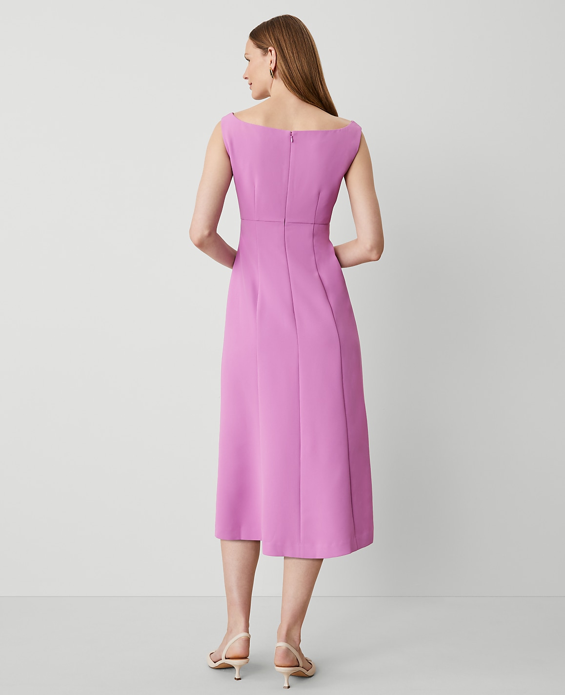The Seamed Flare Dress in Fluid Crepe