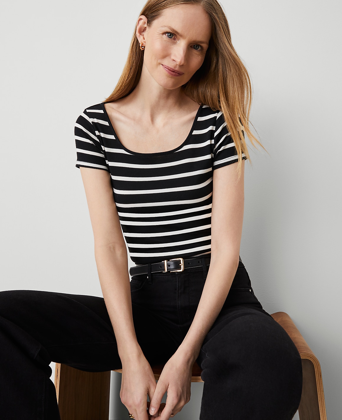 Striped Square Neck Tee