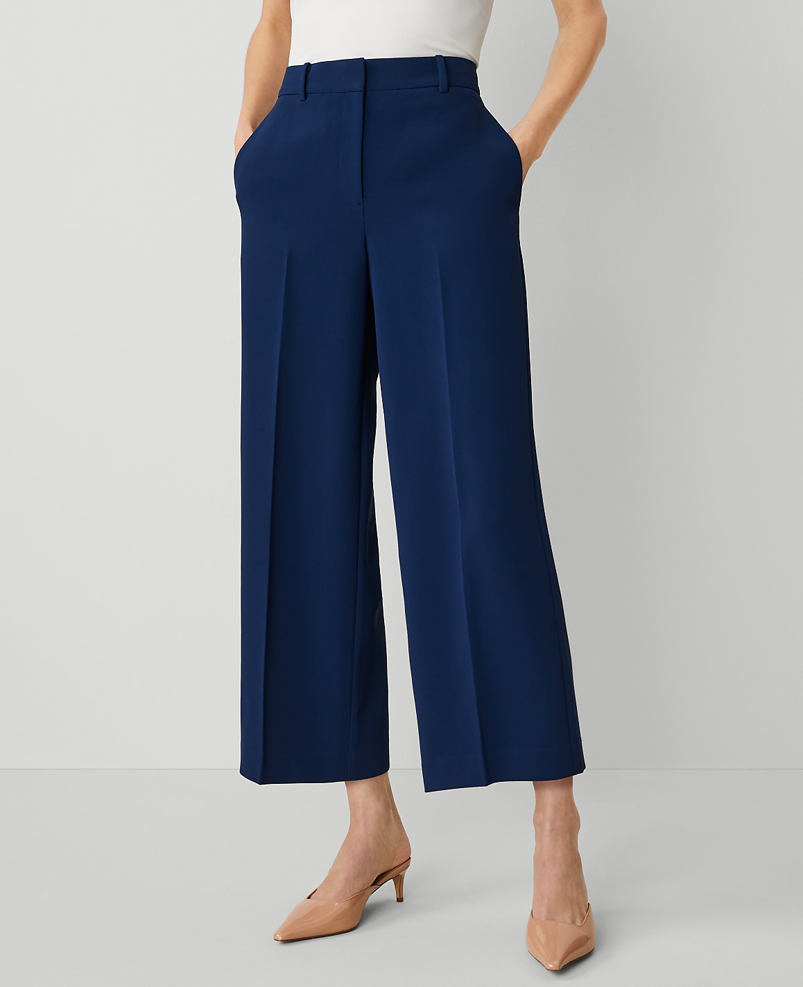 The Petite Wide-Leg Crop Pant in Fluid Crepe