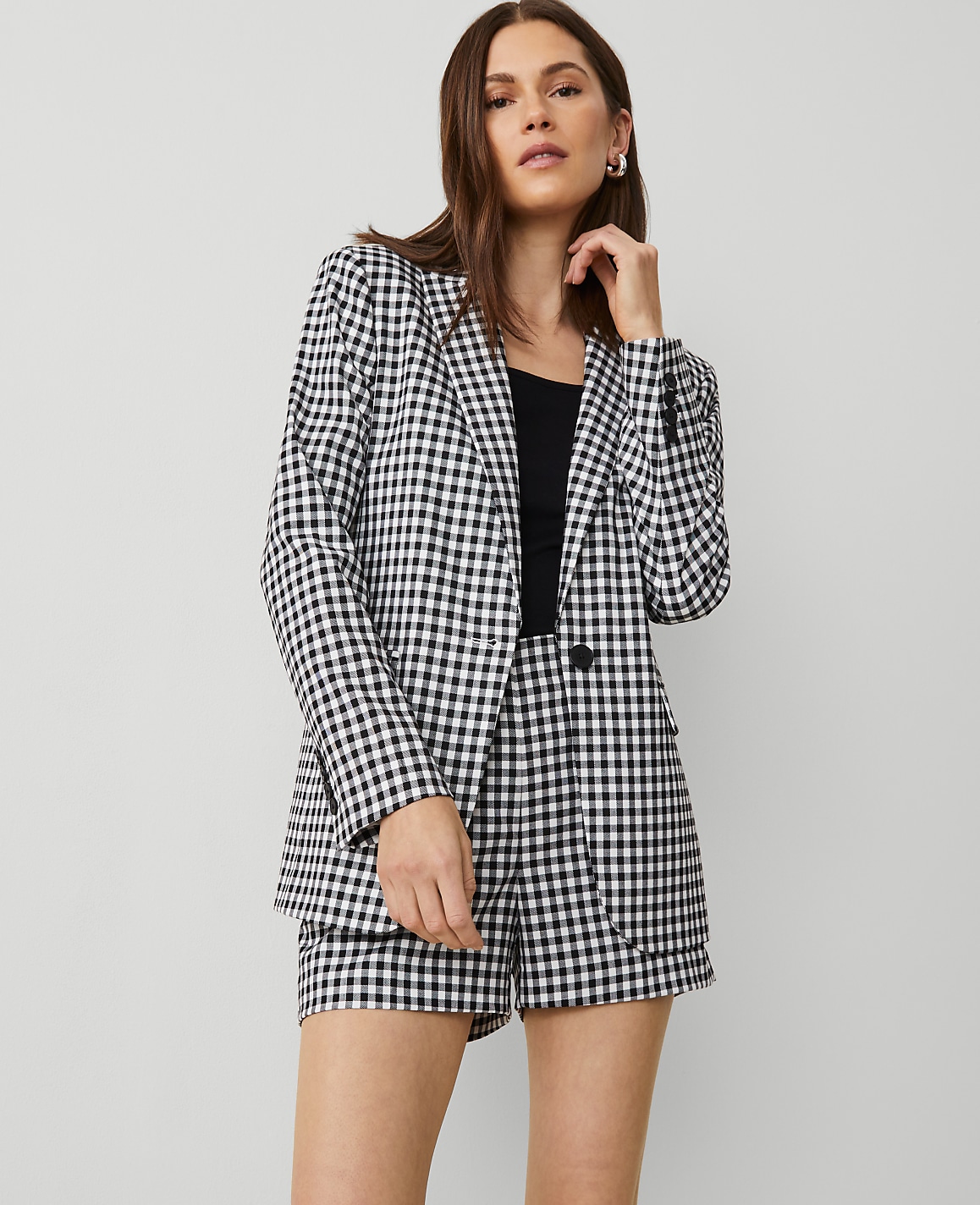The Longline Blazer in Gingham