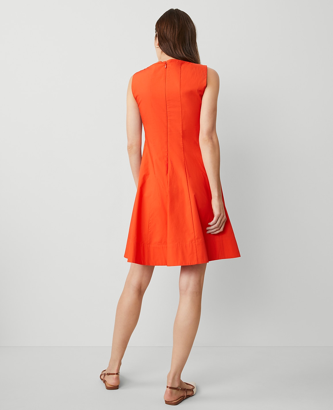 Square Neck Seamed Flare Dress