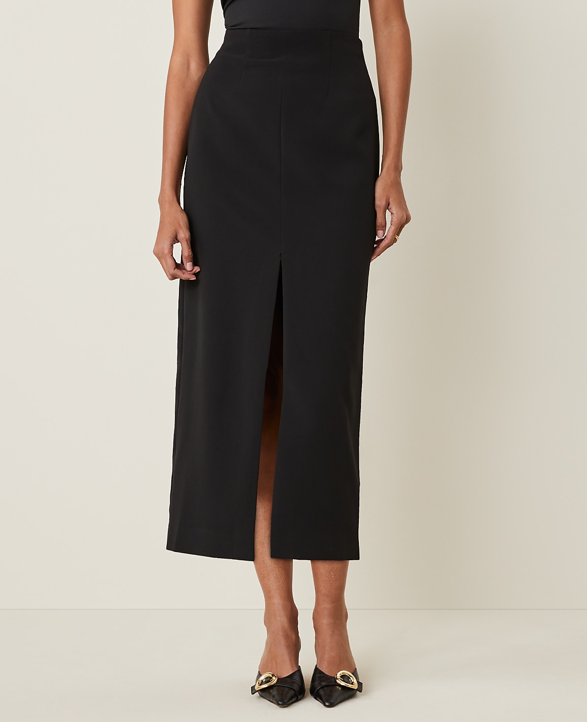 The Petite Column Maxi Skirt in Fluid Crepe