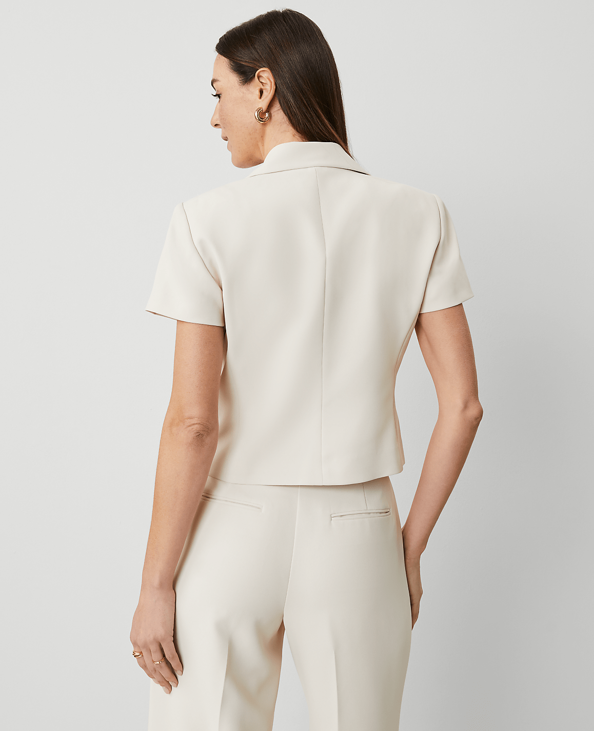 The Short Sleeve Blazer in Fluid Crepe