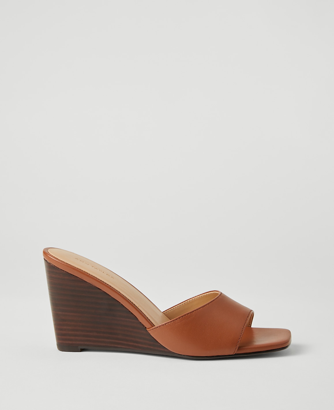 Leather Skinny Strap Leather Wedge Mules