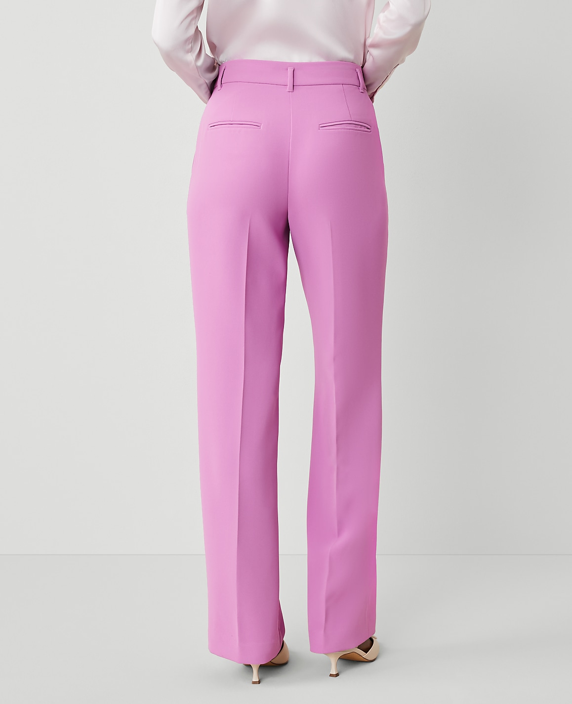 The Petite Side-Zip Straight Pant in Fluid Crepe