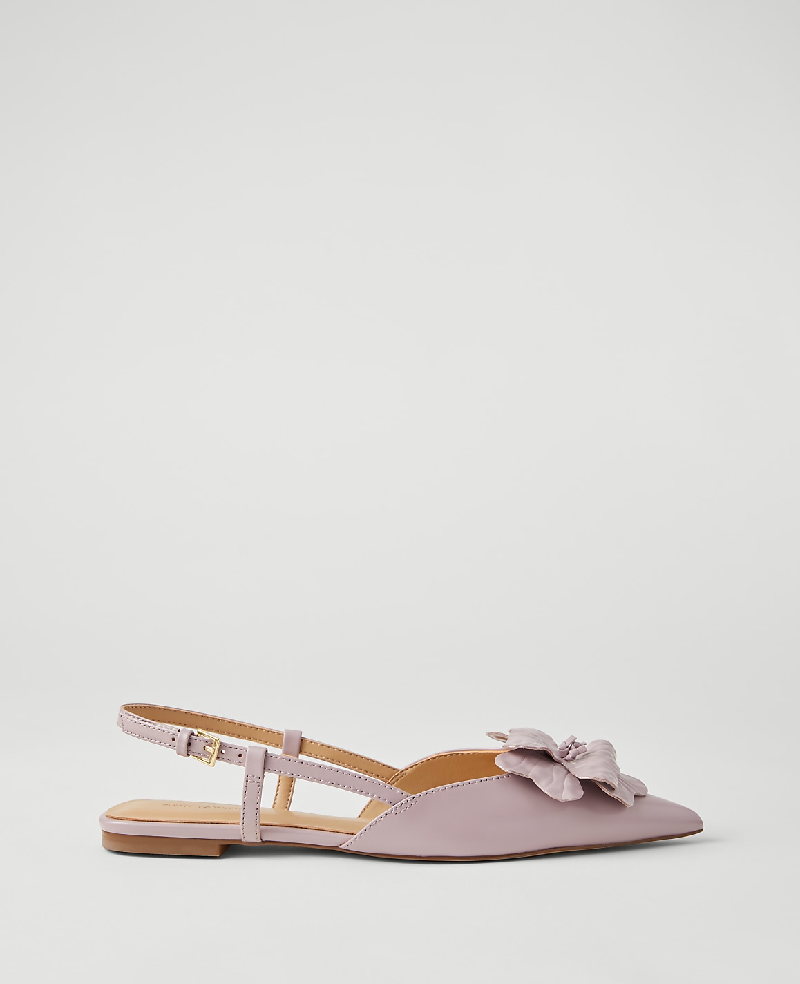 Flower Nip Toe Leather Slingback Flats