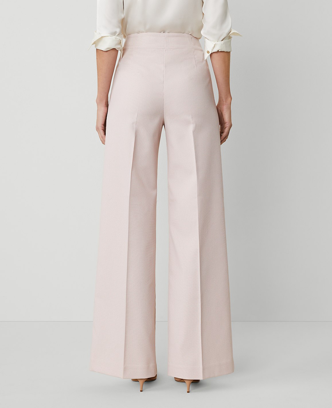 The Petite Button Trim Sailor Wide-Leg Pant in Houndstooth