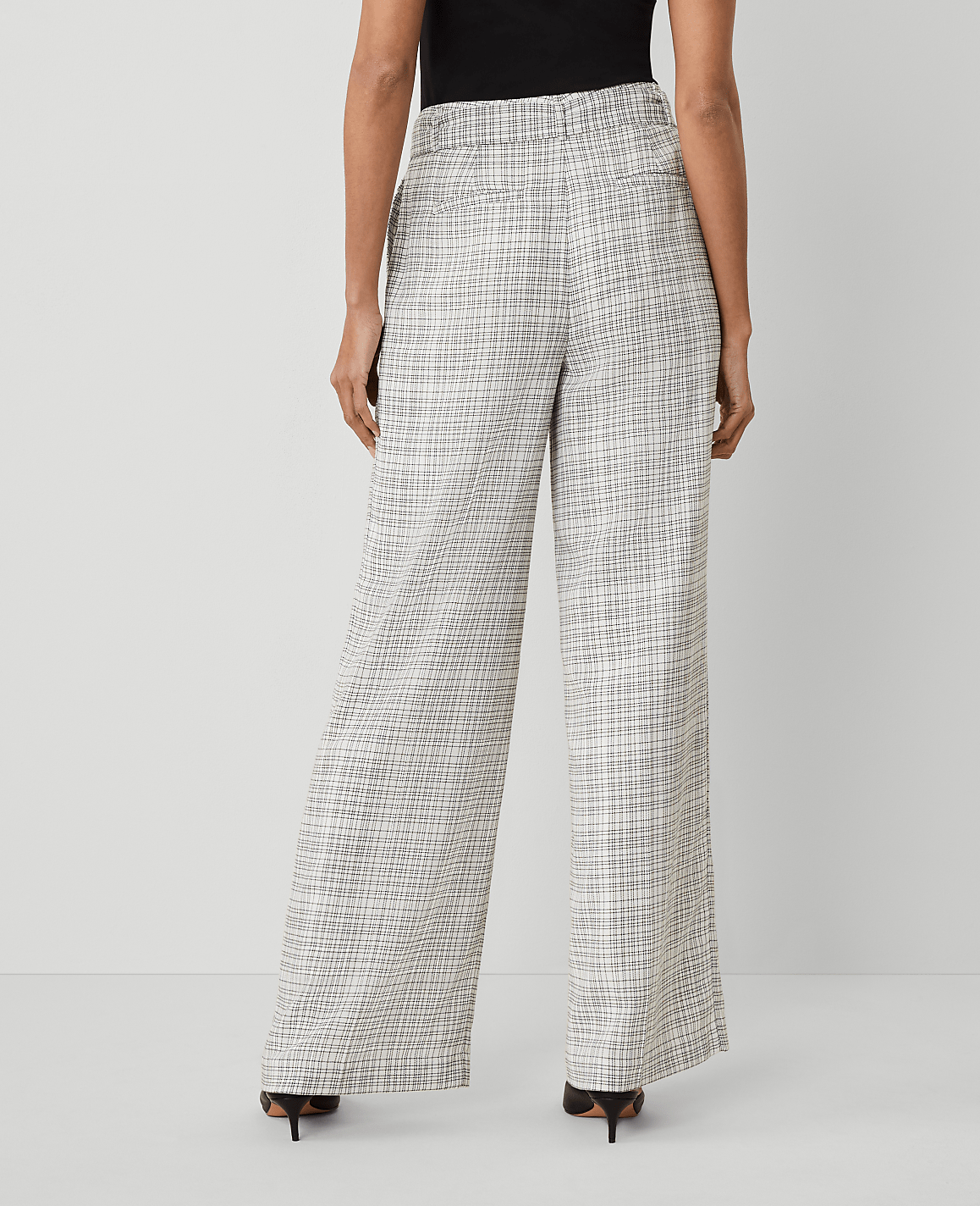 The Belted Pleated Wide-Leg Pant in Plaid