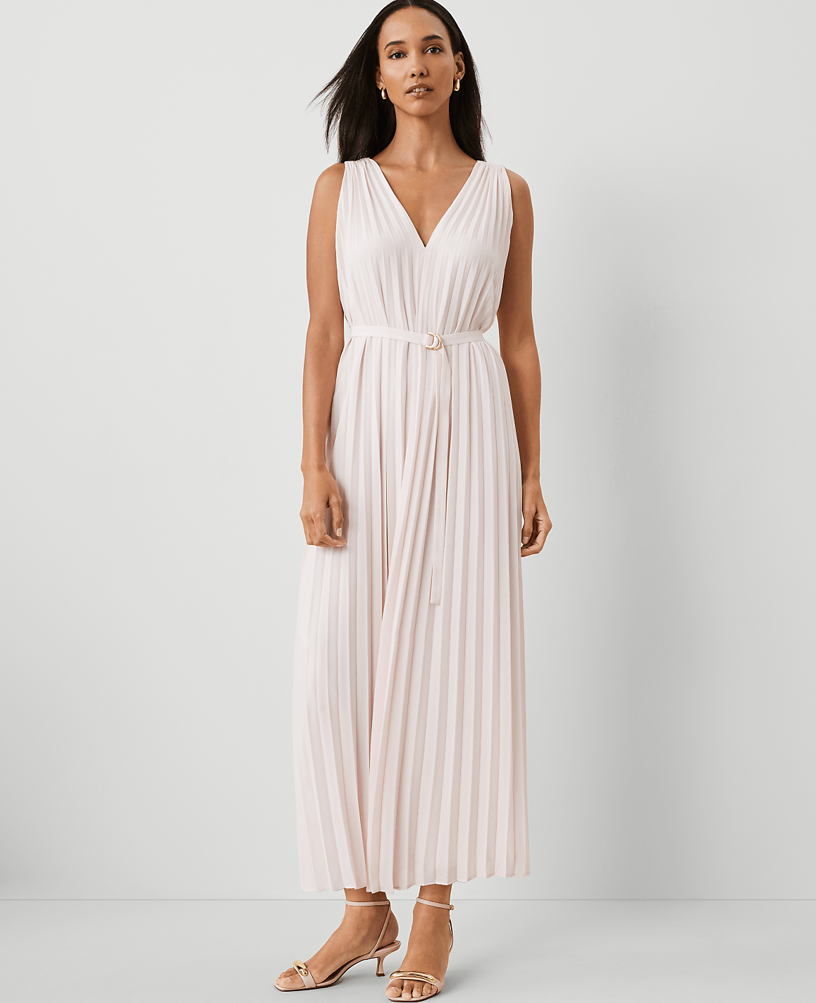 Pleated Maxi Swing Dress
