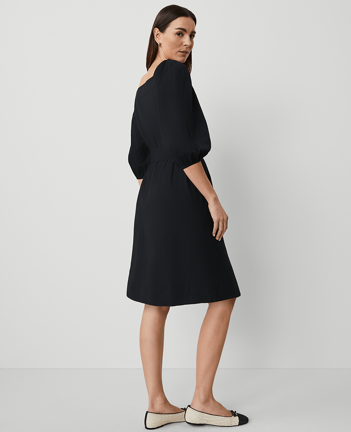 Square Neck Button Pocket Dress