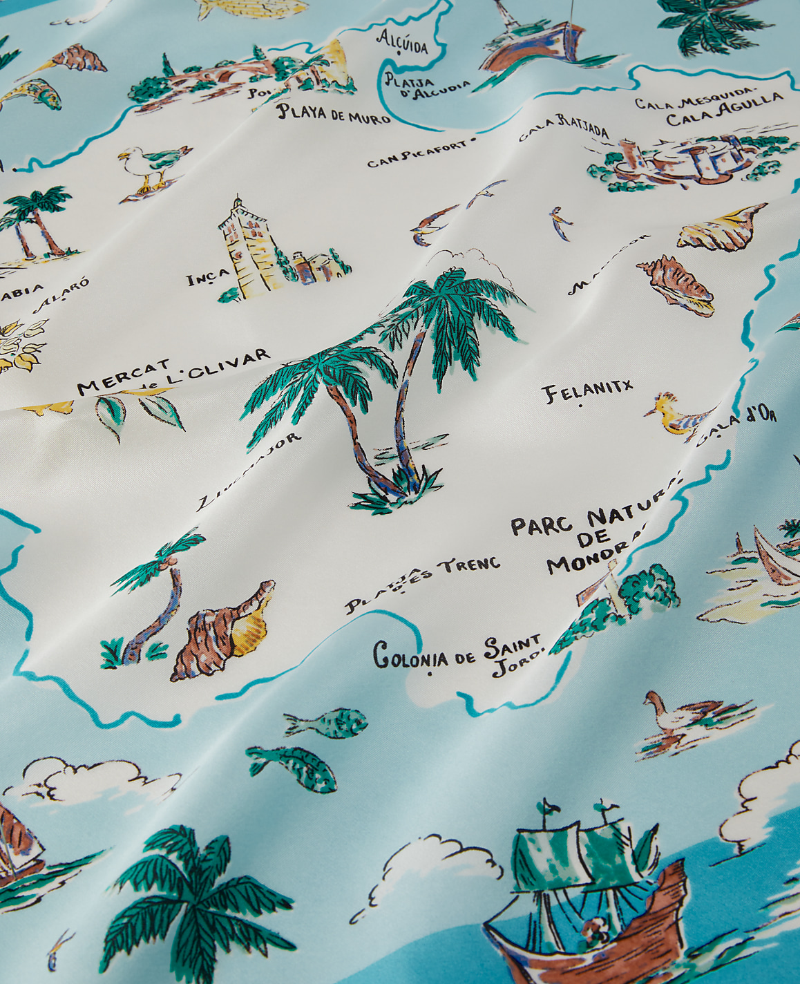 Map Silk Little Scarf