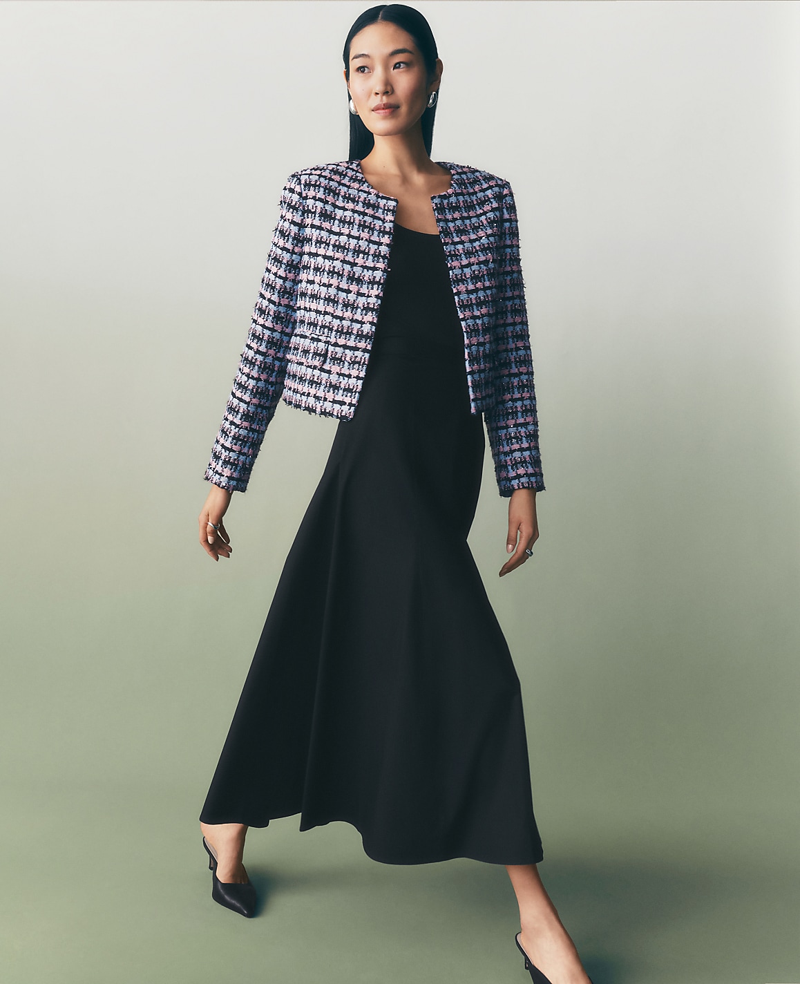 Poplin Gored Midi Skirt