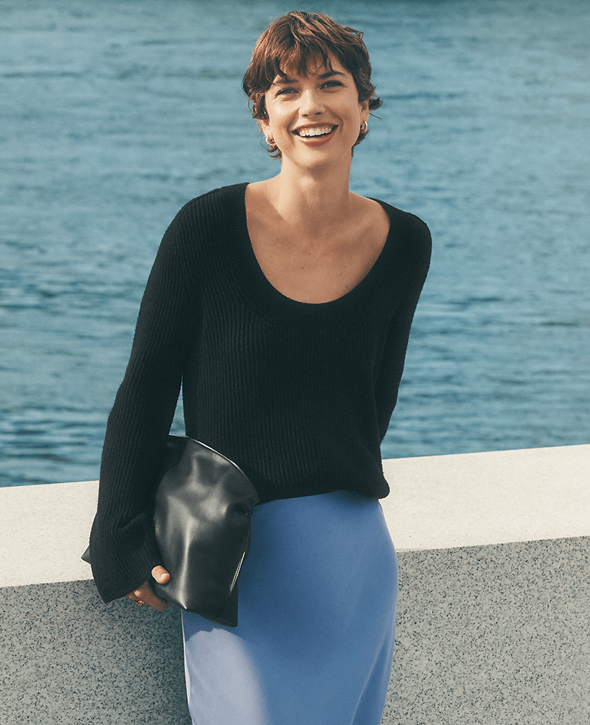 Petite Ribbed Scoop Neck Sweater