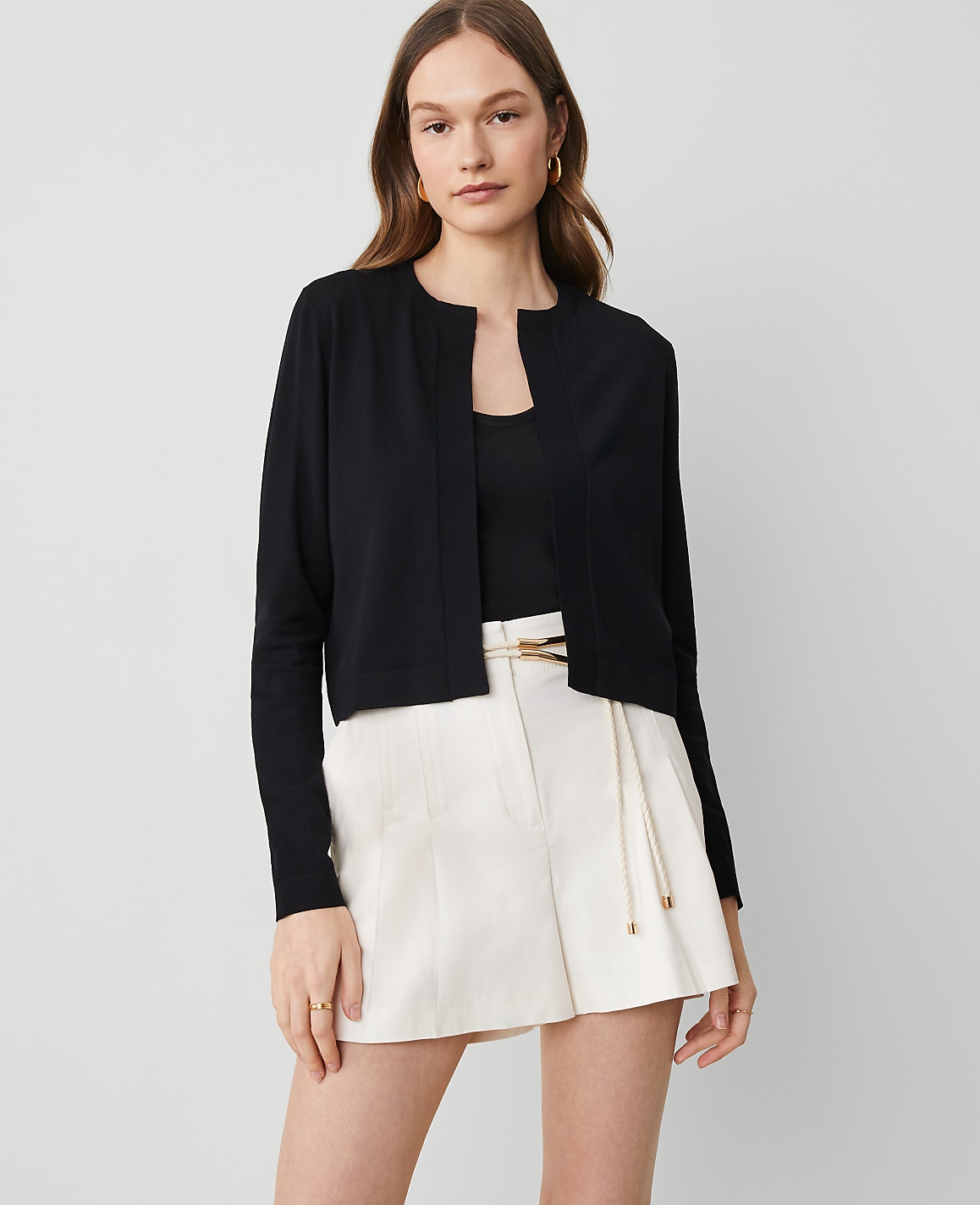 Petite Cropped Open Cardigan