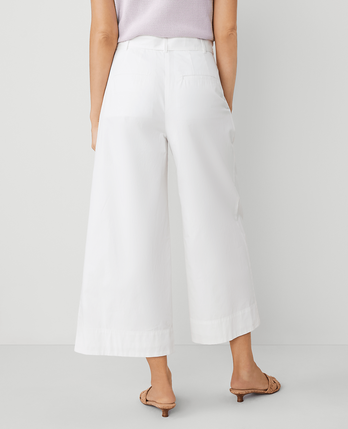 The Petite Belted Cropped Palazzo Pant in Poplin