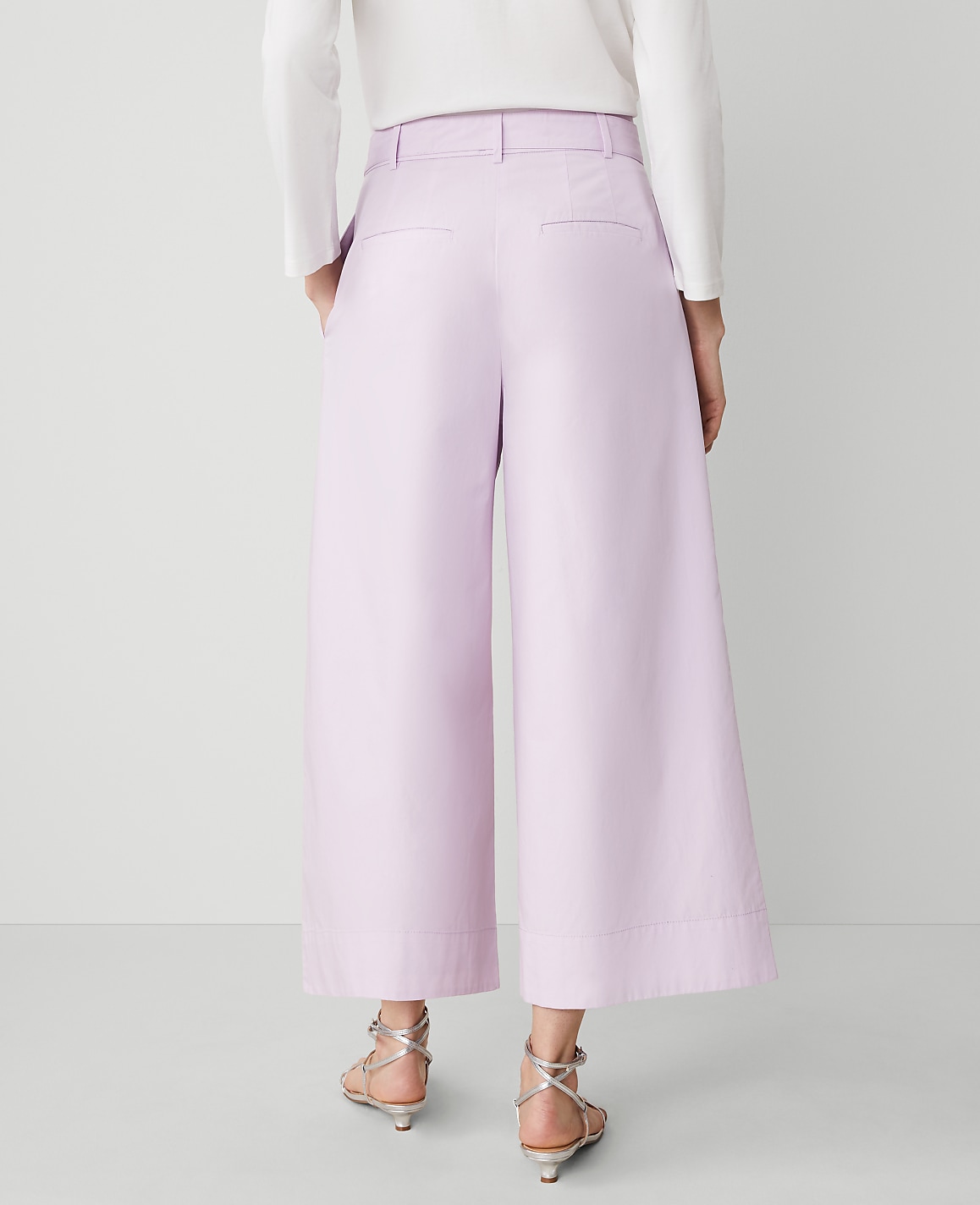 The Petite Belted Cropped Palazzo Pant in Poplin