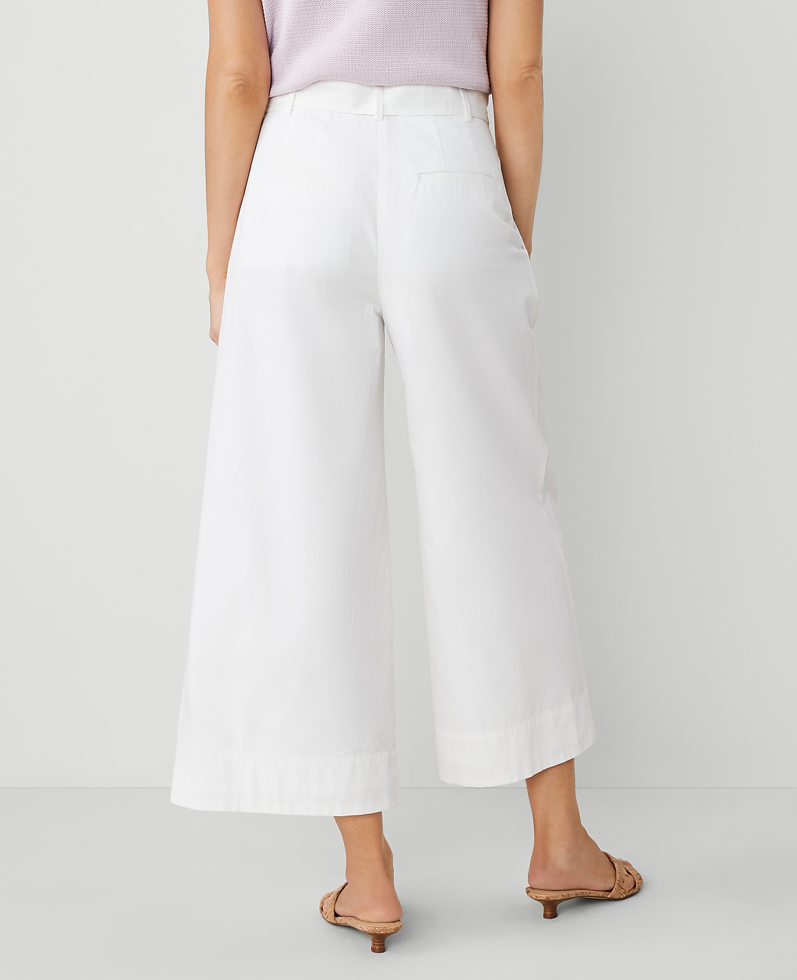 The Belted Cropped Palazzo Pant in Poplin