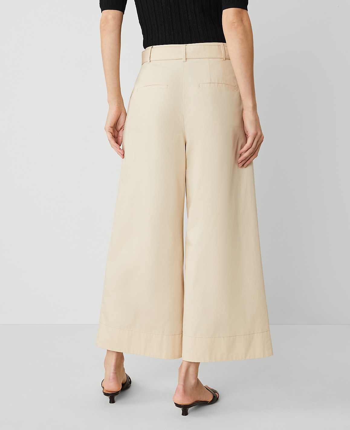 The Belted Cropped Palazzo Pant in Poplin