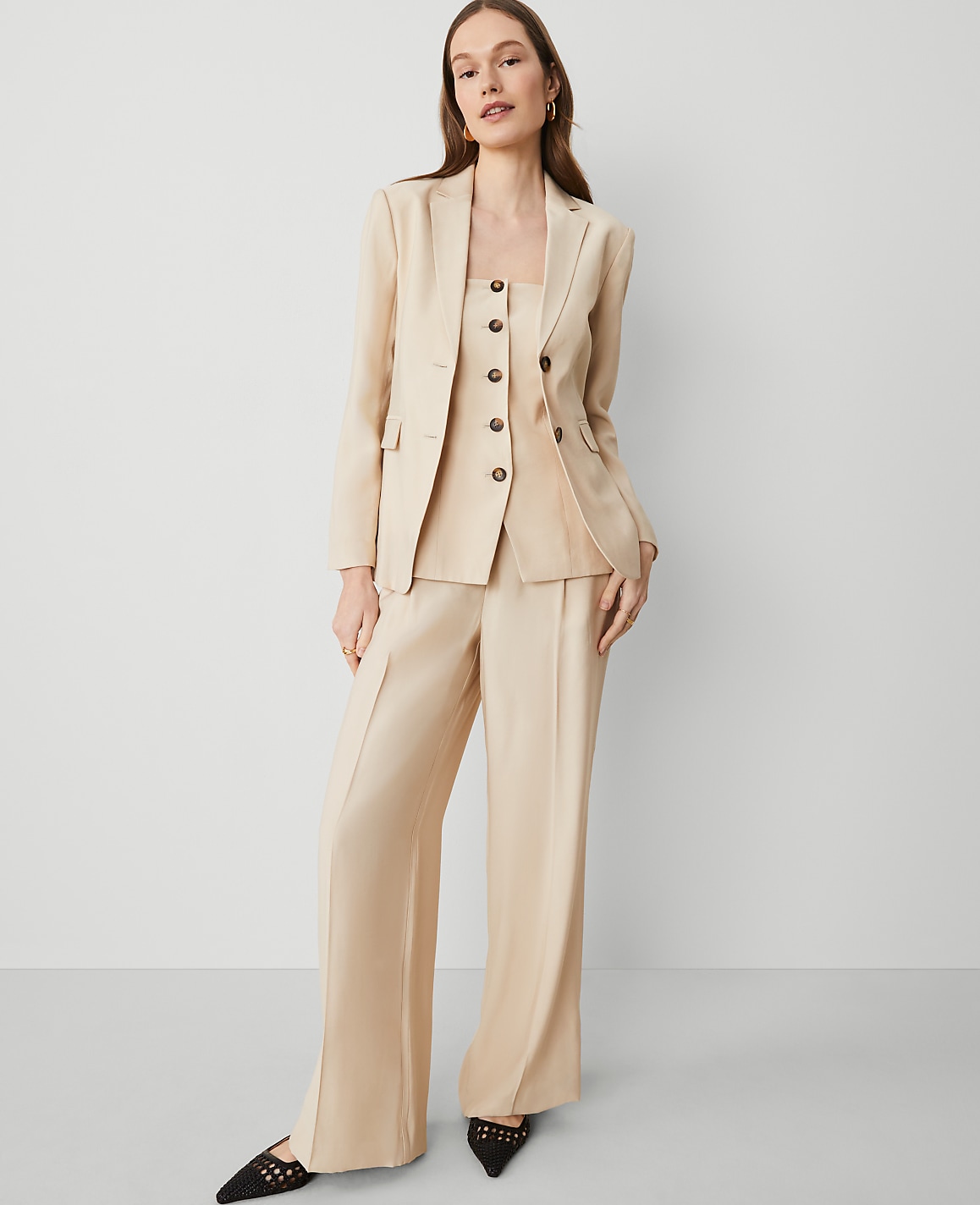The Petite Belted Wide-Leg Pant in Twill
