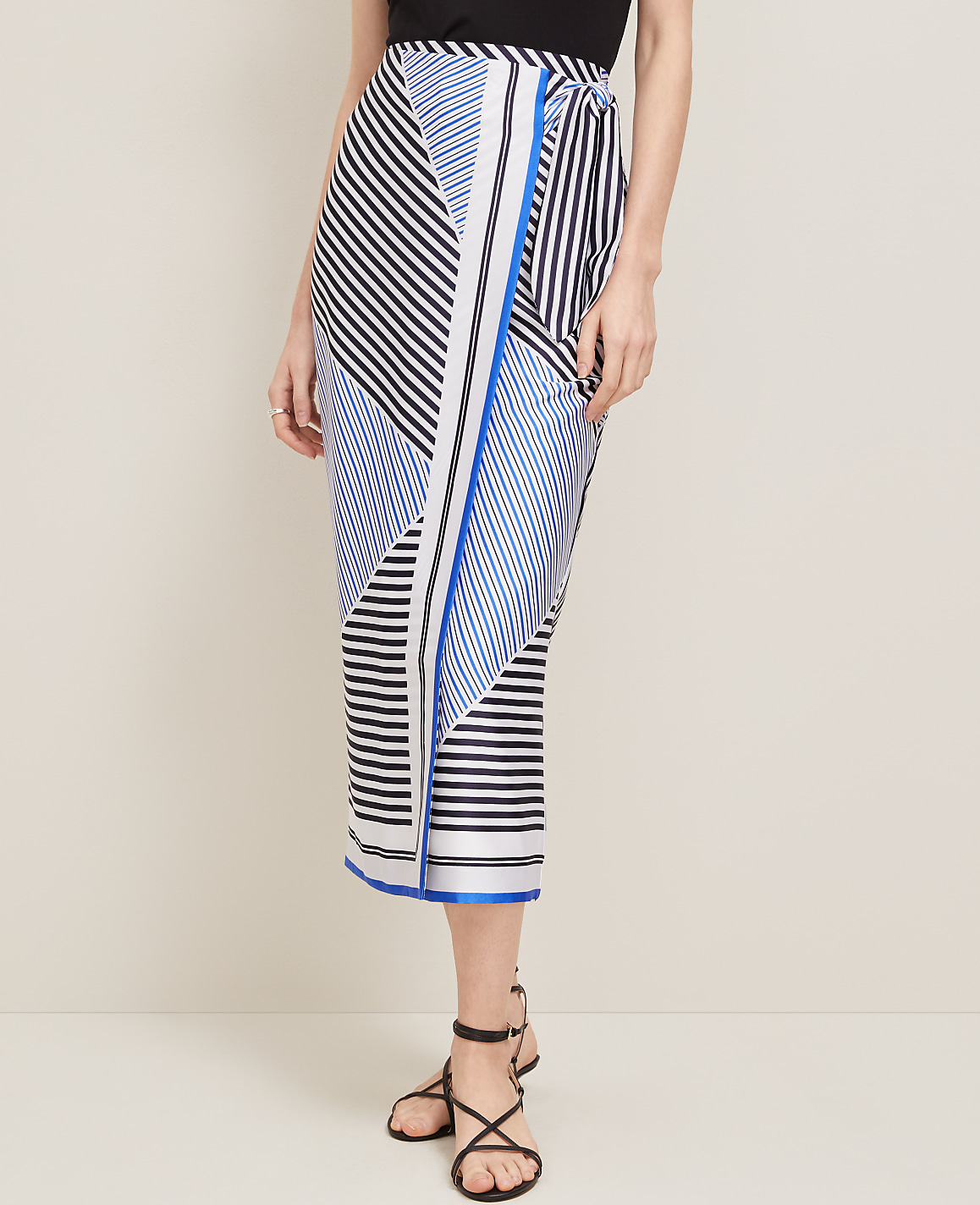 Petite Striped Satin Sarong Skirt