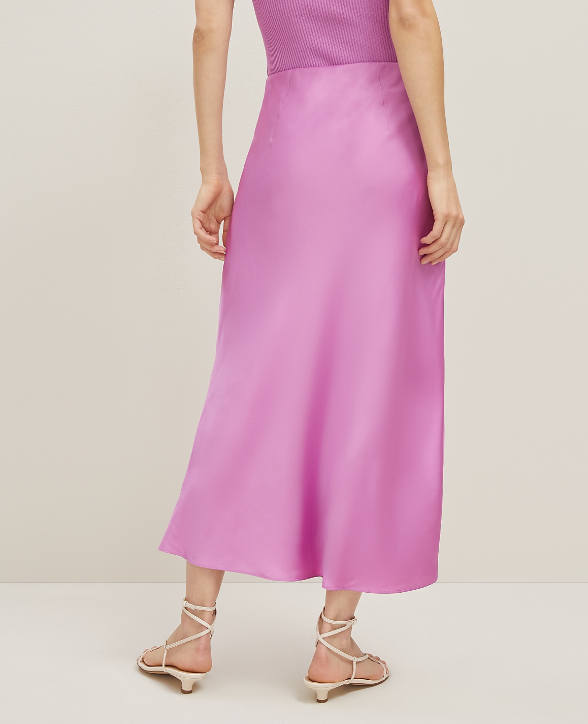 Satin Bias Midi Slip Skirt