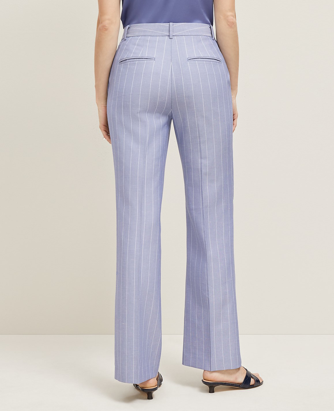 The Flare Trouser in Pinstripe - Curvy Fit