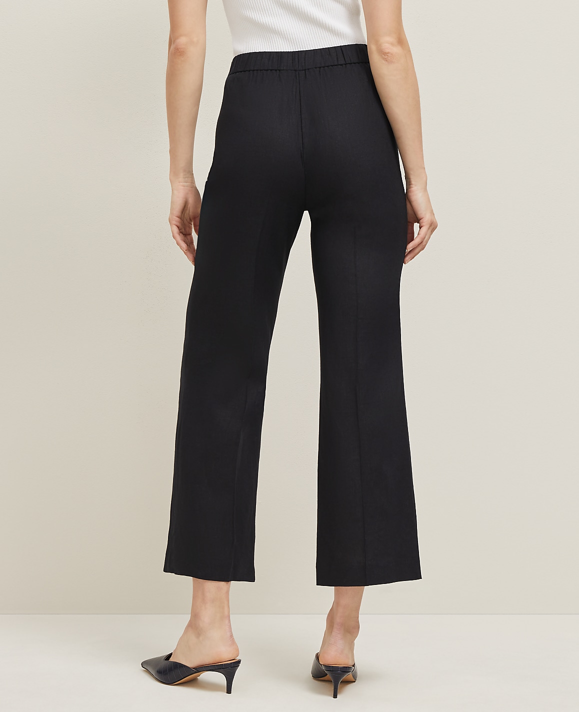 The Petite Flare Ankle Pant in Linen Blend
