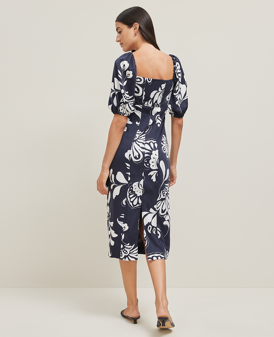 Floral Puff Sleeve Midi Dress