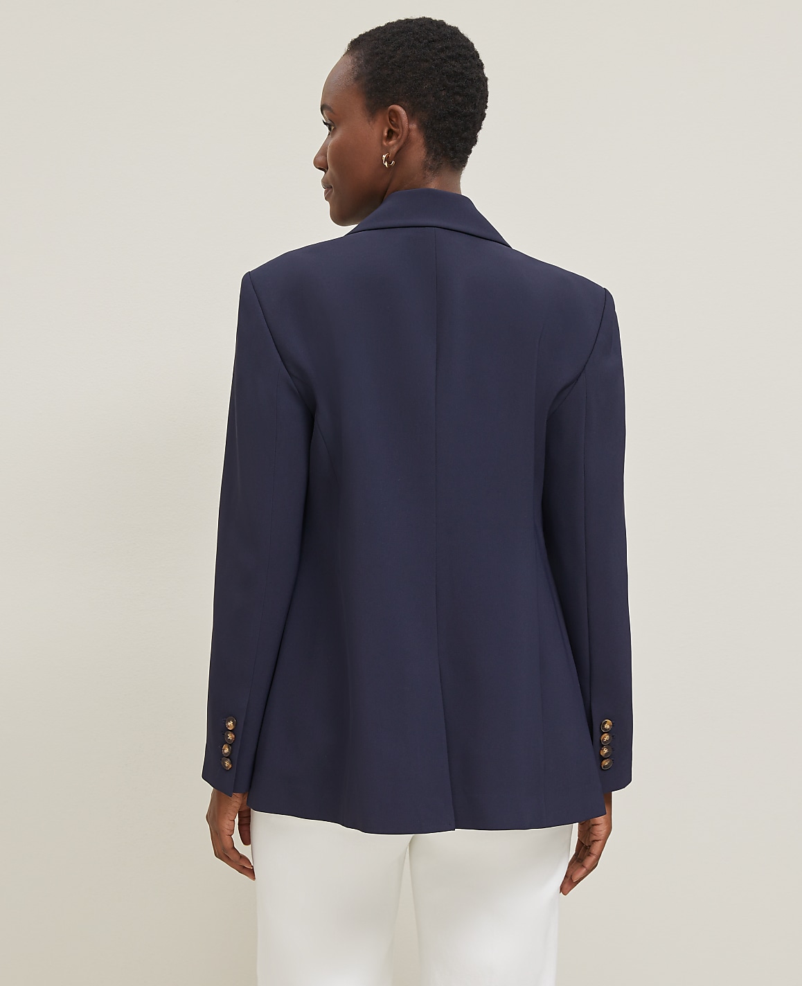 Fluid Crepe Fitted Long Blazer