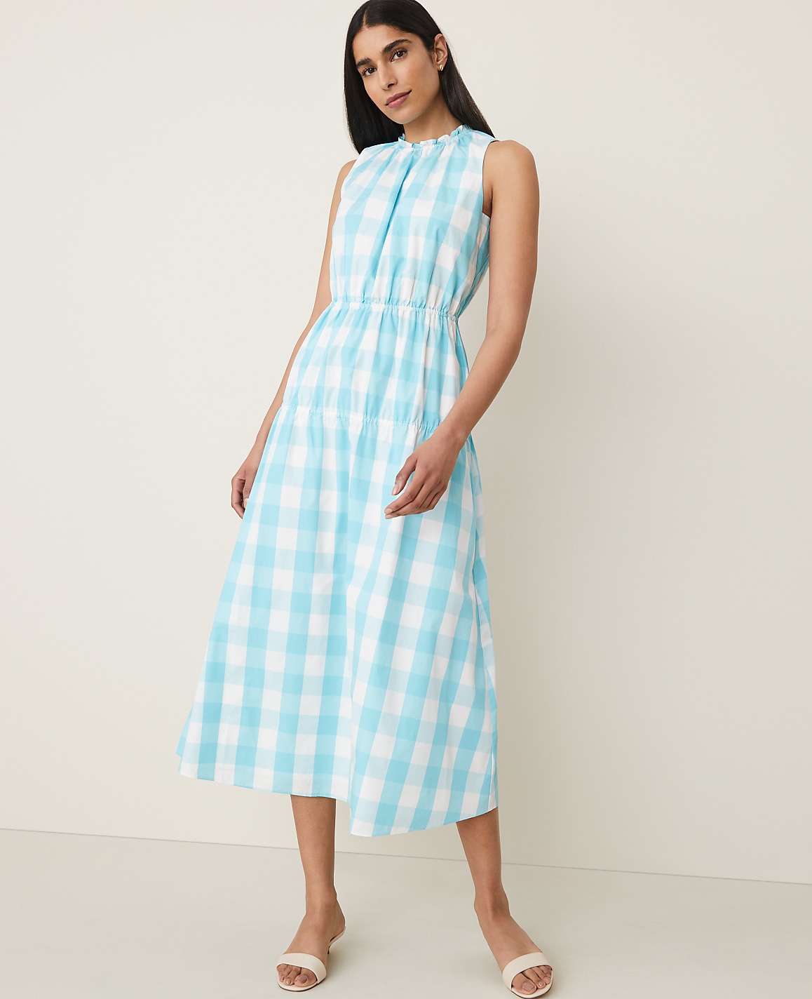 Plaid Flare Midi Dress