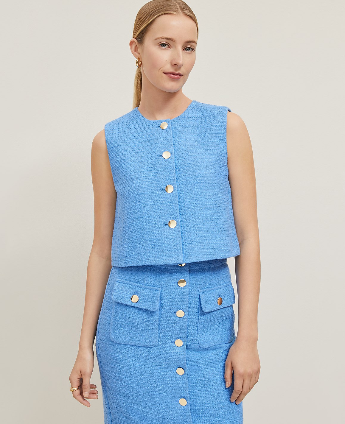 Petite Tweed Cropped Vest