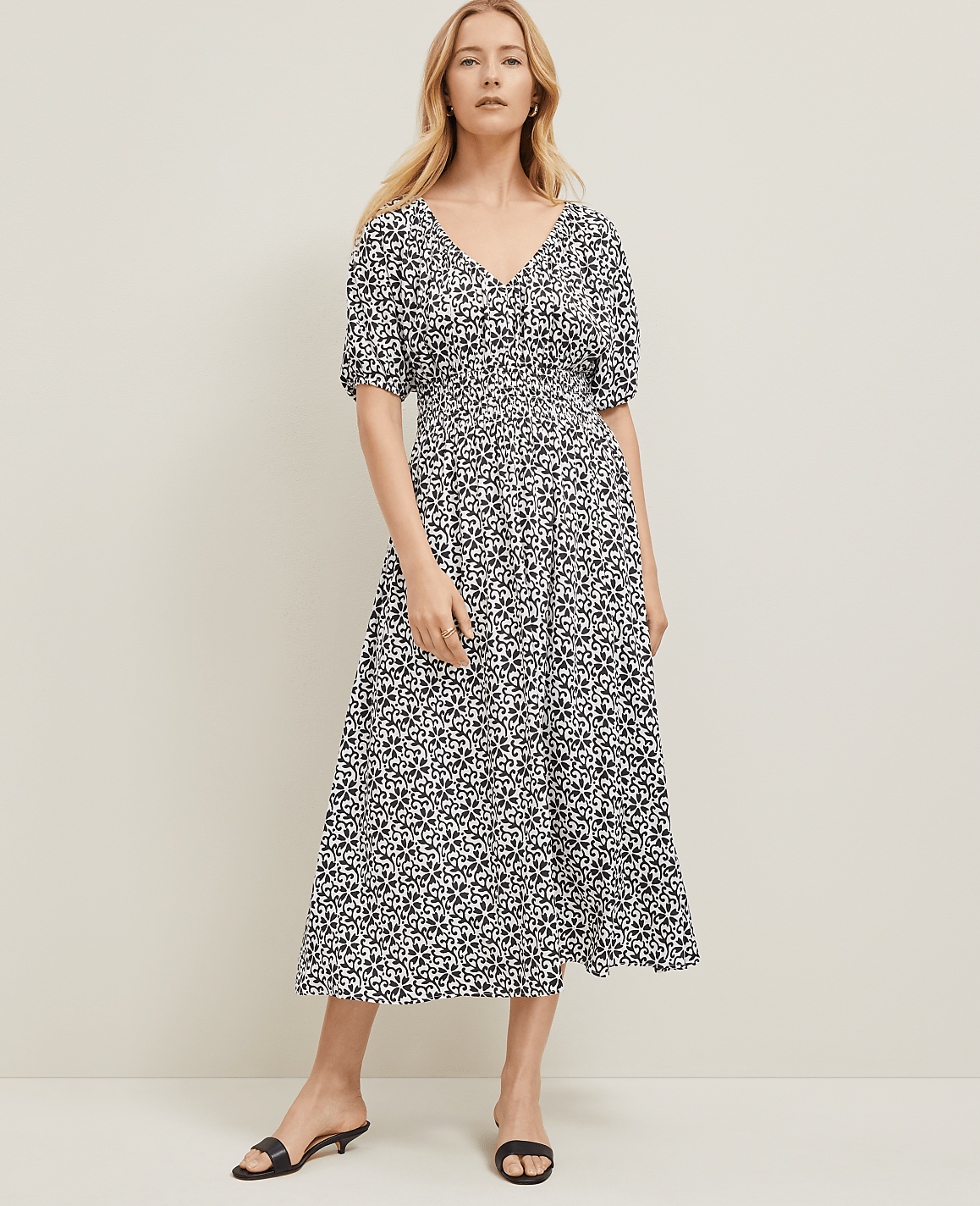Floral Smocked Puff Sleeve Dress