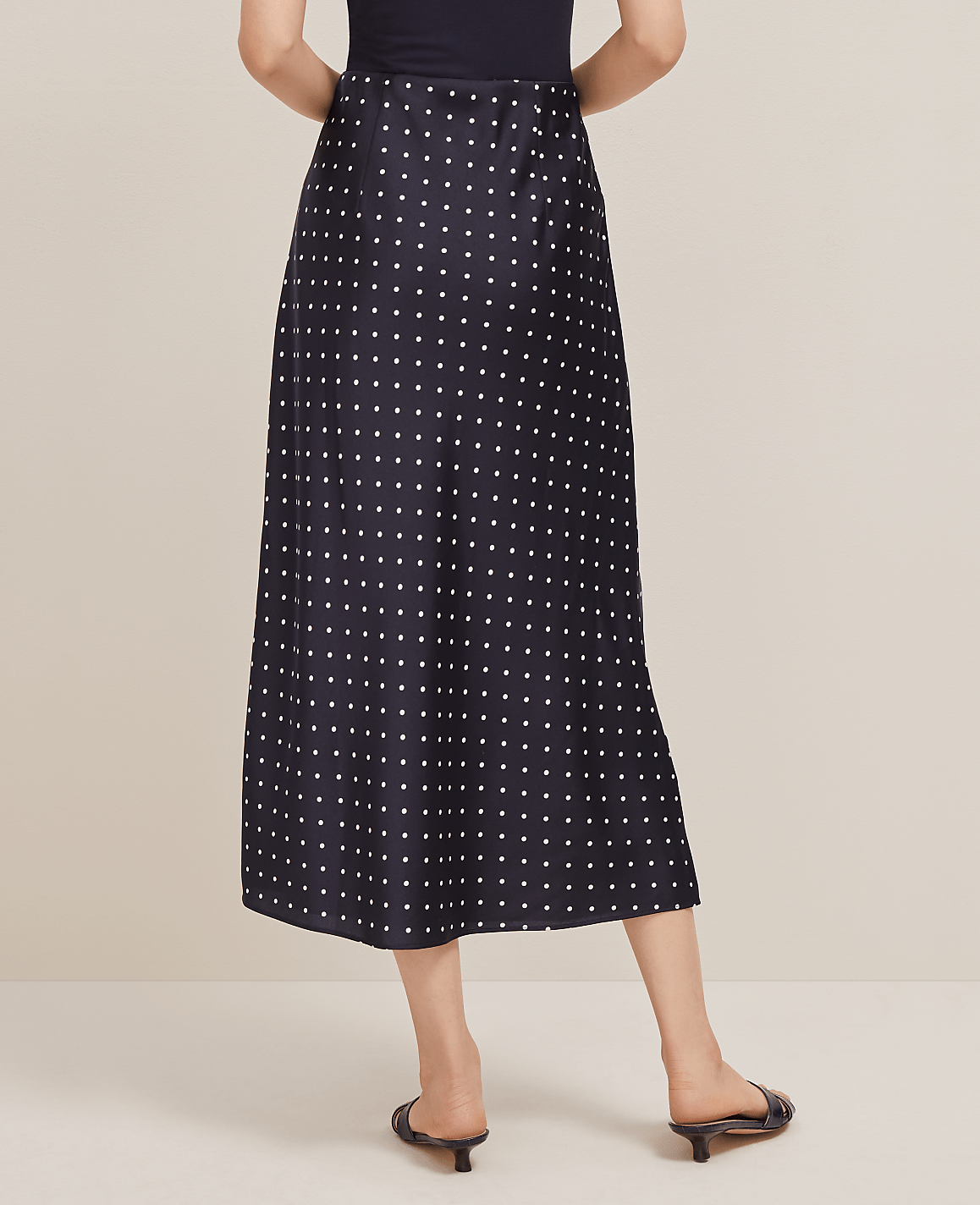 Petite Dotted Satin Bias Slip Skirt
