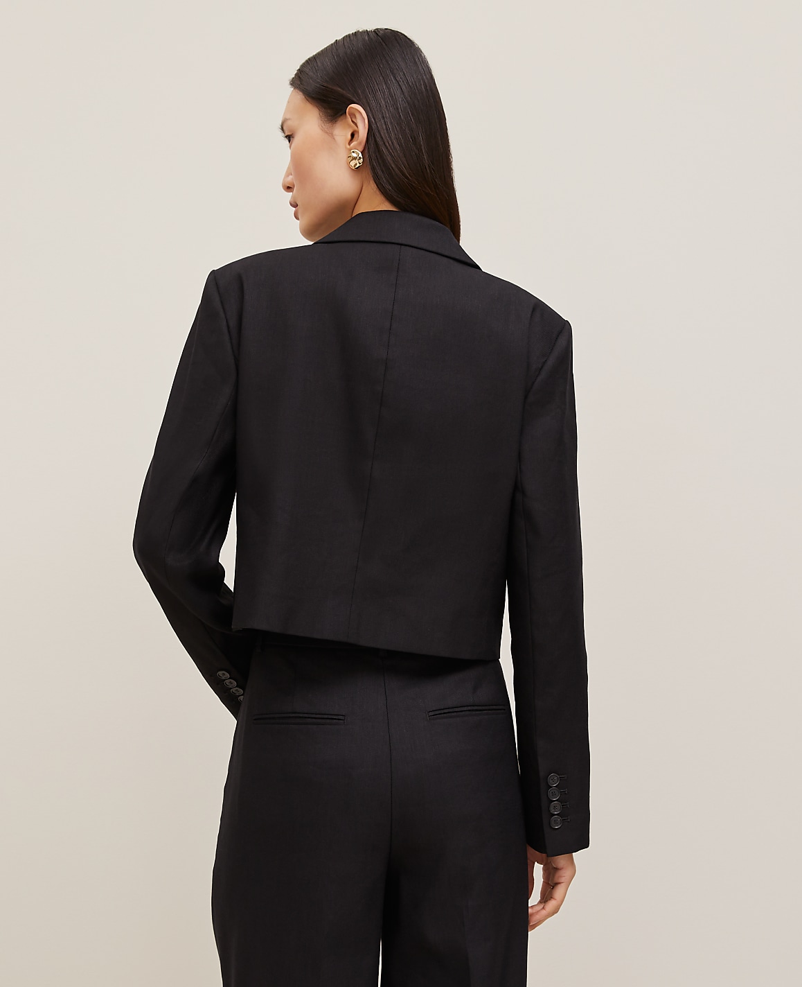 The Cropped Blazer in Linen Blend