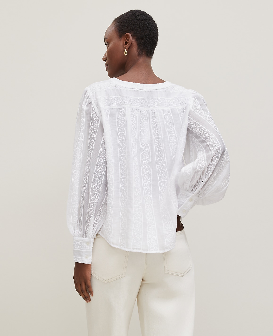 Petite Embroidered V-Neck Popover