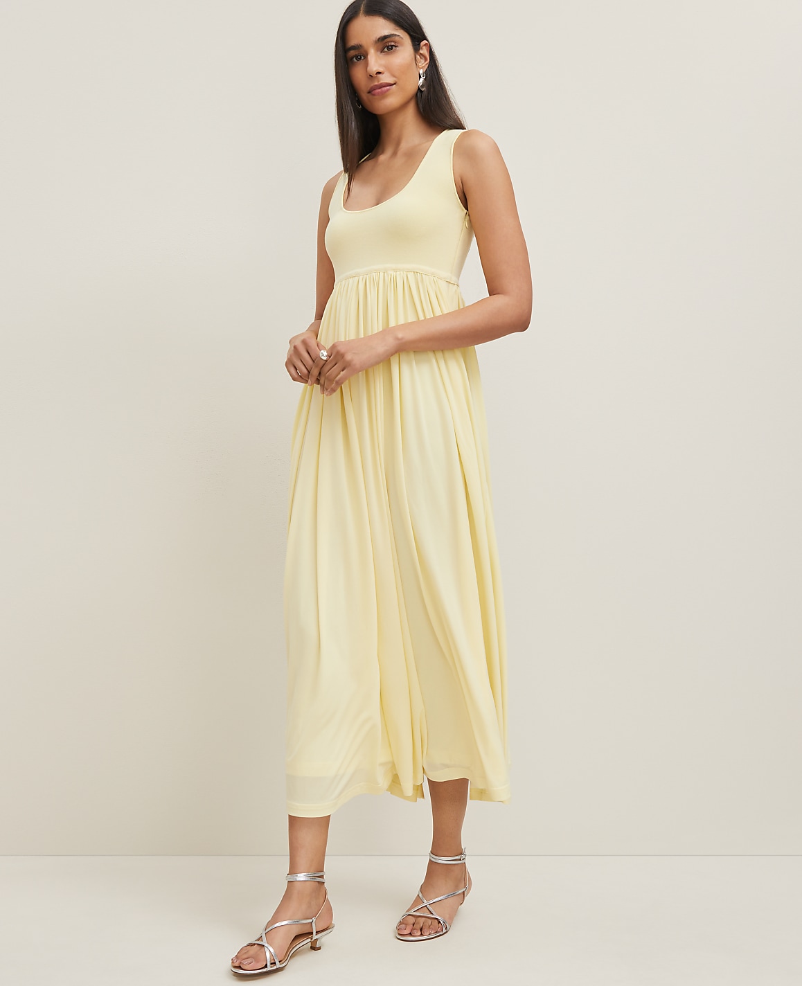 Petite Mixed Media Sweater Tank Dress