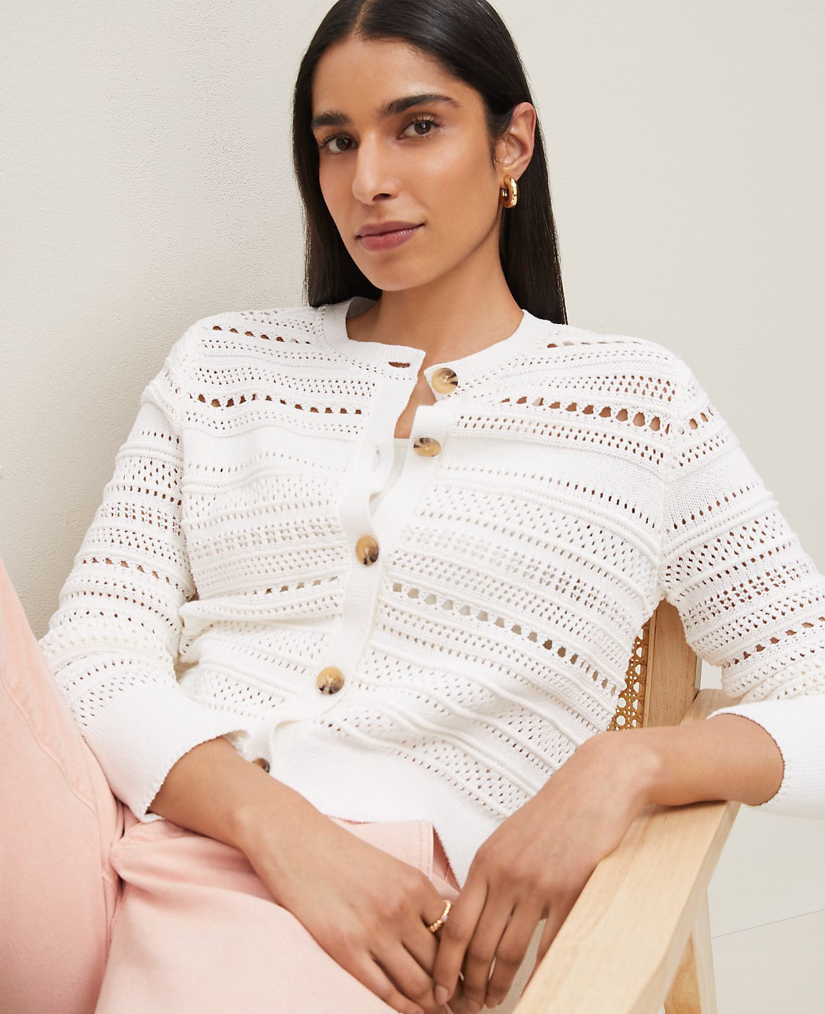 Pointelle Textured Cardigan