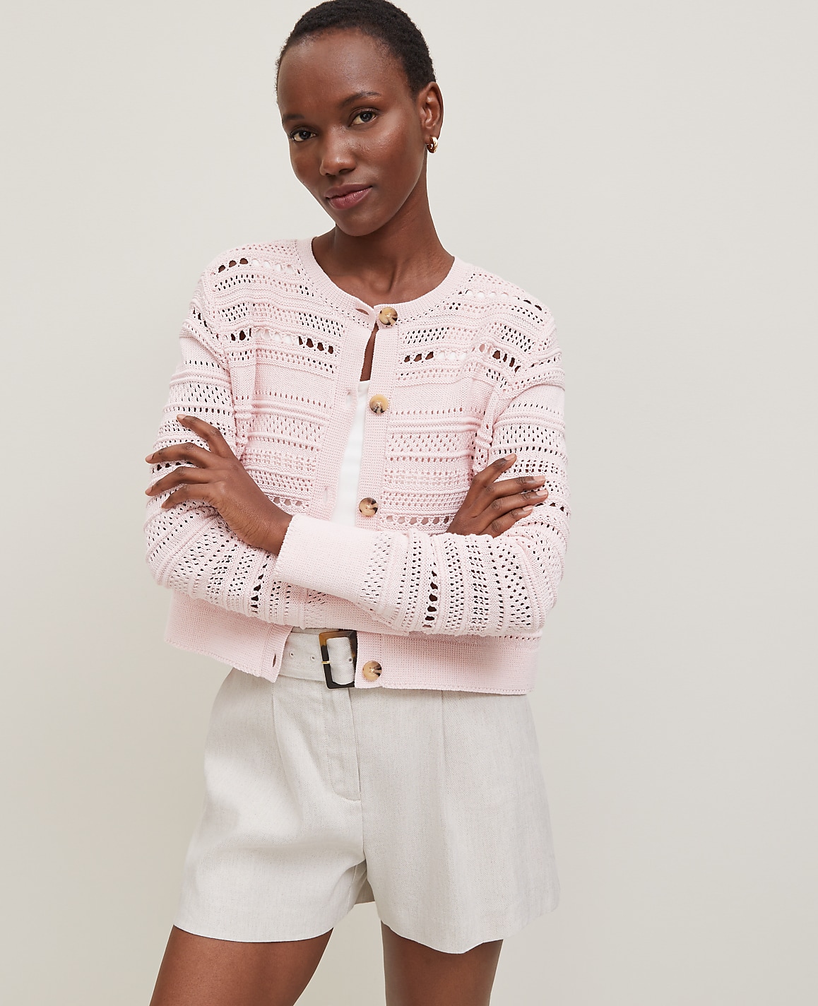 Pointelle Textured Cardigan