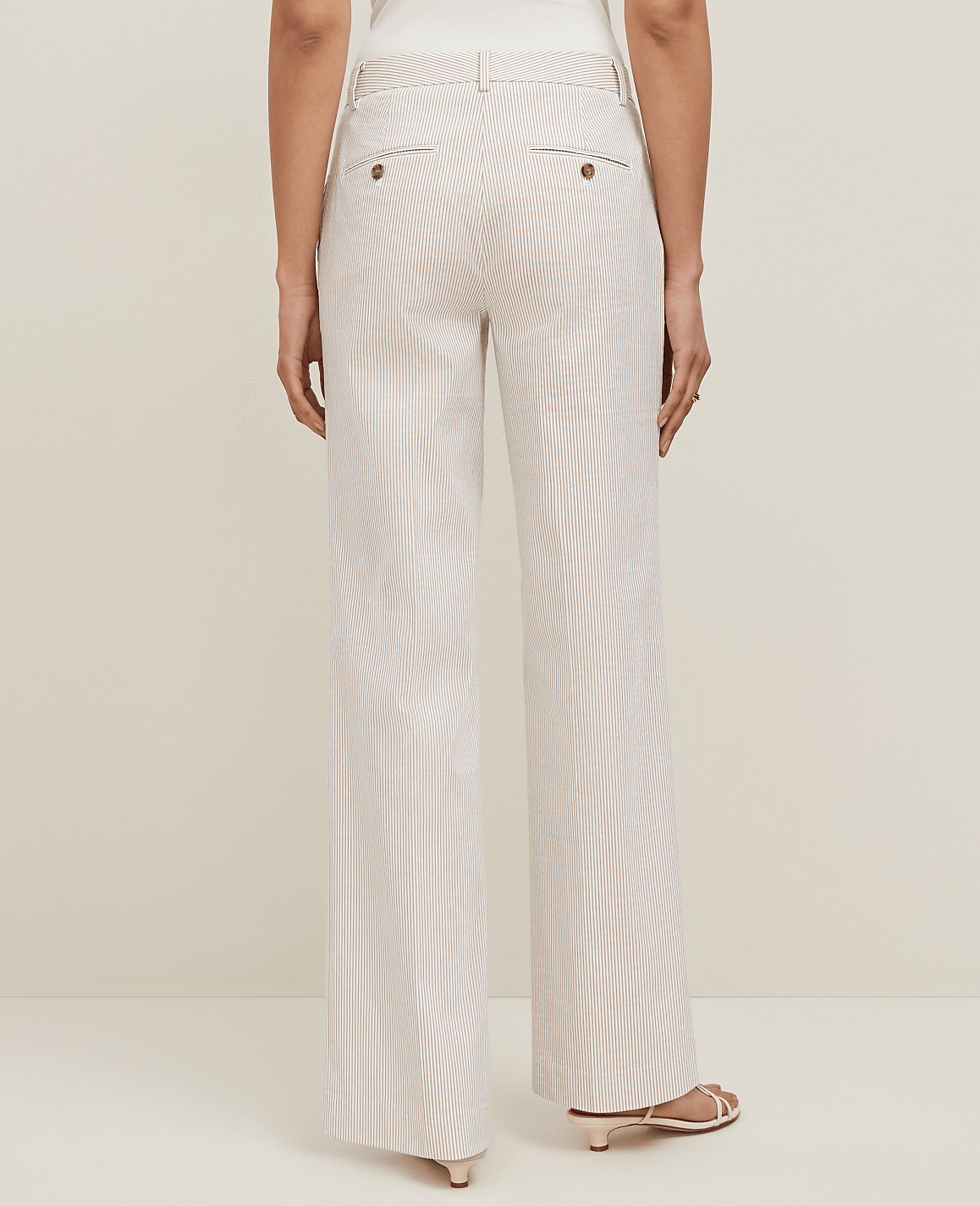 The Petite Straight Trouser in Striped Seersucker - Curvy Fit