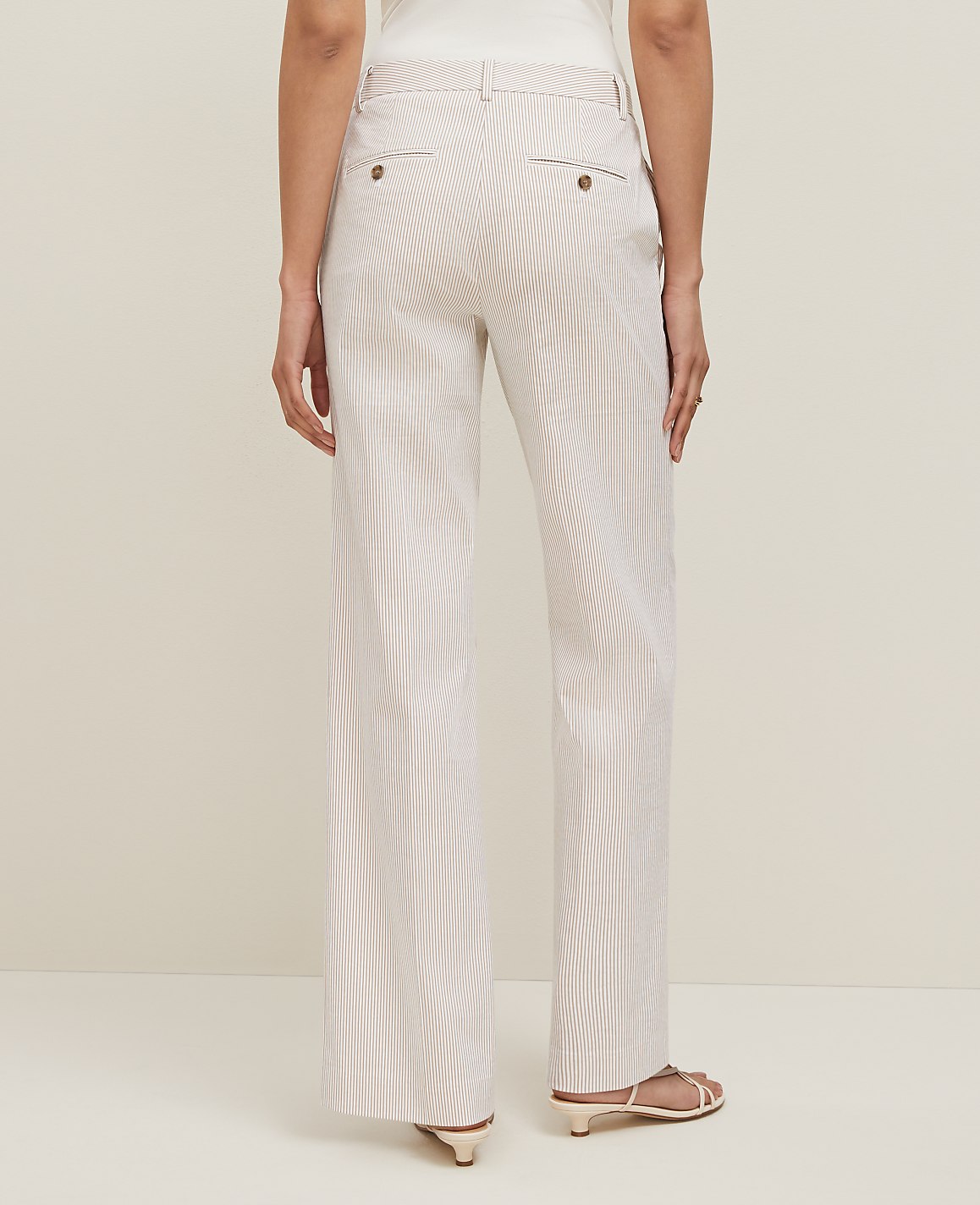 The Straight Trouser Pant in Striped Seersucker