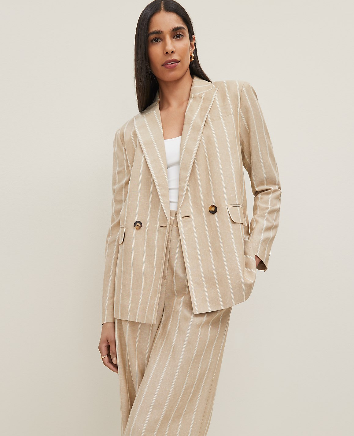 The Double Breasted Blazer in Pinstripe