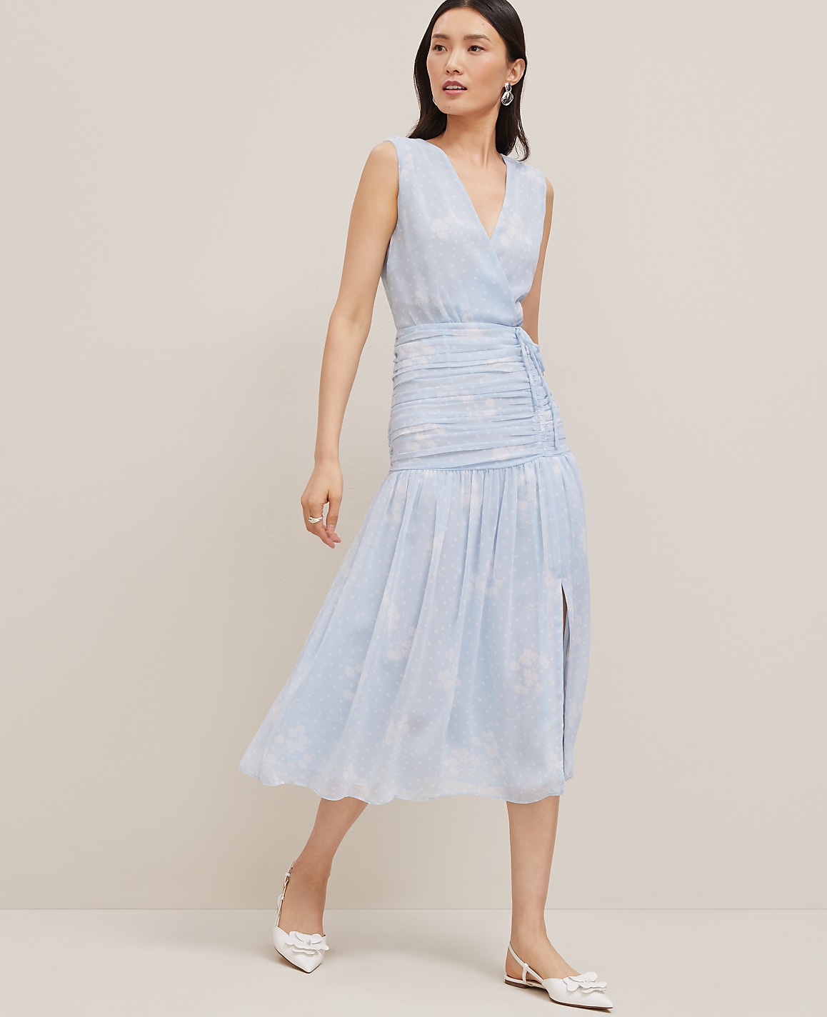 Floral Ruched Tie Dress