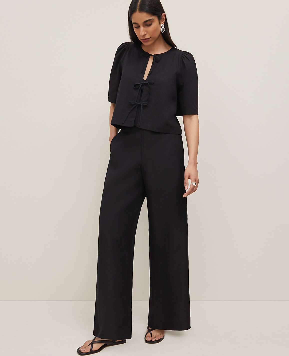 The Easy Palazzo Pant in Linen Blend