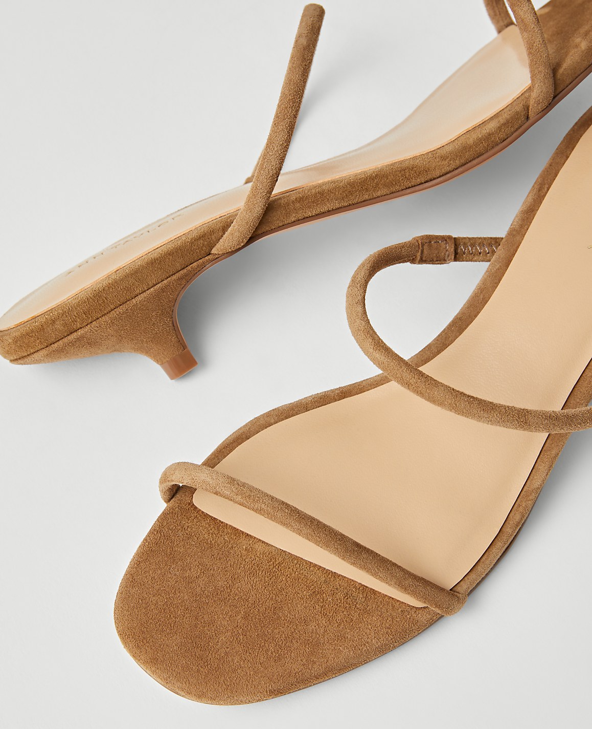 Double Strap Suede Kitten Heel Mule Sandals